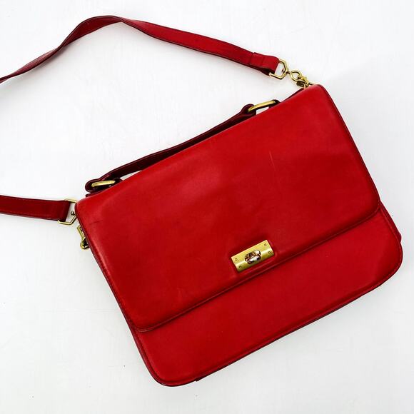 J. Crew Red Leather Foldover Shoulder Bag - Picture 1 of 9